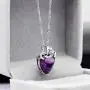 Uloveido Fashion Love Heart Pendant Necklace for Women White Gold Plated Purple Blue Heart Crystal Necklace for Girls Women Birthday N437 Uloveido Fashion Love Heart Pendant Necklace for Women White Gold Plated Purple Blue Heart Crystal Necklace for Girls Women Birthday N437