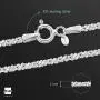 Amberta 925 Sterling Silver 2 mm Snow/Rock Chain Bracelet