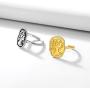 ChicSilver 925 Sterling Silver Vintage Signet Rings for Men Women, Oxidized Queen Elizabeth Ⅱ Coin Ring Statement Ring Adjustable, Silver/Gold(with Gift Box)