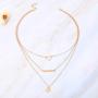 Fstrend Fashion Layered Gold Necklace Coin Symbol Chain Triangle Pendant Multilayered Short Necklaces Jewelry for Women and Girls