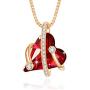Eterstarly Wish Stone Pendant Necklace with Red Birthstone Heart Crystal, 18K Rose Gold Plated, 16.4'' + 2''