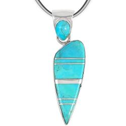 Turquoise Pendant Necklace in Sterling Silver 925 & Genuine Turquoise (Select Style)