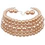 COLORFUL BLING 5 Rows Elegant Simulated Pearl Strand Choker Necklace with Earrings Set Women Ladies Statement Jewelry