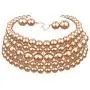 COLORFUL BLING 5 Rows Elegant Simulated Pearl Strand Choker Necklace with Earrings Set Women Ladies Statement Jewelry