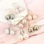 RIAH FASHION Simulated Pearl Hypoallergenic Real Silver & 14K Gold Plated Earrings - Oversized Faux Pearl Round Bead Classic Leverback Drop, Teardrop