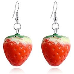 Korean Earrings Jewelry Simulation Strawberry Earrings Girl Fun Cute Fruit Acrylic Drop Earrings for Women