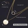 Aobei Pearl Circle Disk Necklace 18K Gold Chain Choker Layered Karma Full Moon Dainty Minimalist Jewelry for Women