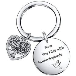 De&ai Memorial Keepsake Gift Hummingbirds Lover Keychain, Hummingbird Memorial Jewelry