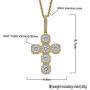 Moca Jewelry Hip Hop Iced Out Super Zircon Cross Pendent 18K Gold Plated Chain Necklace for Men Women