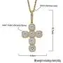 Moca Jewelry Hip Hop Iced Out Super Zircon Cross Pendent 18K Gold Plated Chain Necklace for Men Women