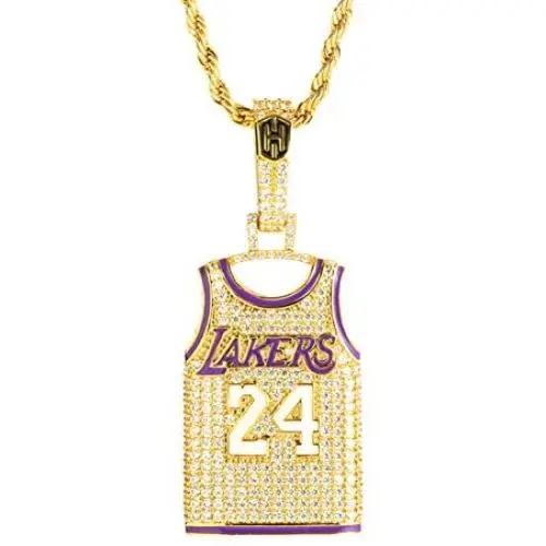 HELLOICE Holiday Gifts Iced Lakers 24 Jersey Necklace for Women Men Basketball Fans Pendant HELLOICE Holiday Gifts Iced Lakers 24 Jersey Necklace for Women Men Basketball Fans Pendant