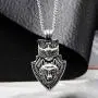 Wolf Necklace for Men, Eagle Wolf Shield Necklace, Norse Viking Wolf Head Pendant Necklace with 25.6” Chain, Vintage Celtic Wolf Totem Amulet Necklace, Punk Animal Wolf Jewelry Gift for Men Boys