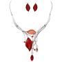 Rosemarie Collections Womens Leaf Design Statement Bib Necklace Earrings Set, 14''-17'' with 3'' Extender