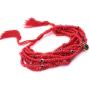LESLIE BOULES Red Multi Strand Miyuki Glass Seed Beads Adjustable Tassel Bracelet Handmade Jewelry