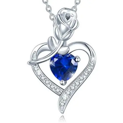 Agvana Fine Jewelry Birthstone Necklaces for Women Sterling Silver Genuine or Created Gemstone Rose Flower Heart Pendant Necklace Mothers Day Gifts for Mom Anniversary Birthday Gifts for Girls Her Agvana Fine Jewelry Birthstone Necklaces for Women Sterling Silver Genuine or Created Gemstone Rose Flower Heart Pendant Necklace Mothers Day Gifts for Mom Anniversary Birthday Gifts for Girls Her