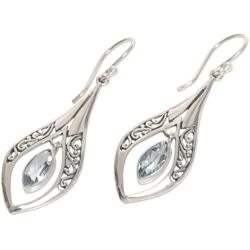 NOVICA Blue Topaz .925 Sterling Silver Dangle Earrings, Blue Teardrops