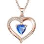 ✦Gifts for Mothers Day✦ Forever Love Heart Necklace Jewelry 18K White Gold/ Rose Gold Plated 925 Sterling Silver Birthstone Pendant Necklace with 5A Cubic Zirconia Birthday Gifts for Women and Girls