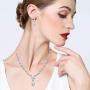 EVER FAITH Gorgeous White Cubic Zirconia Charming Water Drop Bridal Bride Necklace Earrings Set Silver-Tone
