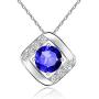 Sapphire Necklace Square Pendant Necklace September Birthstone Choker Necklace Charms for Women Mothers Teens Girls Wedding Birthday Party Jewelry Fashion Gifts