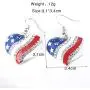 Patriotic Red White Blue American USA Flag Star and Heart Shape Dangle Drop Earrings 4th of July Independence Day Gift Silver Color Jewelry for Women Girls