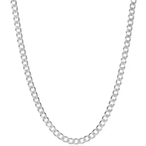 Mens 5.1mm .925 Sterling Silver Diamond-Cut Flat Cuban Link Curb Chain Necklace Mens 5.1mm .925 Sterling Silver Diamond-Cut Flat Cuban Link Curb Chain Necklace
