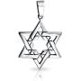 Bling Jewelry Large Religious Magen Judaic Jewish Hanukkah Star of David Pendant Necklace for Men for Bar Mitzvah 925 Sterling Silver