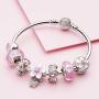 ATHENAIE 925 Sterling Silver Magnolia Bloom Pale Cerise Enamel Pink CZ Bead Charms for Bracelet