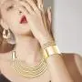 JOERICA Bib Choker Necklace for Women Wide Cuff Bangle Bracelet Open Hoop Earrings Adjustable Ring Chunky Statement Costume Jewelry Set JOERICA Bib Choker Necklace for Women Wide Cuff Bangle Bracelet Open Hoop Earrings Adjustable Ring Chunky Statement Costume Jewelry Set