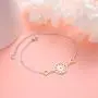 925 Sterling Silver Sun Charm Adjustable Bracelet for Women Girls Birthday Gift, 7+2 inch