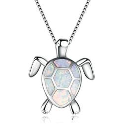 WEILYDF Turtle Pendant Opal Necklace Rhinestone Zircon Clavicle Chain Womens Jewellery Gift Accessories,white