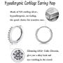 Small Sterling Silver Hoop Earrings for Women Men Girls, 4 Pairs Tiny Cubic Zirconia Huggie Earrings Set | Mini Hypoallergenic Cartilage CZ Tragus Helix Piercing Earrings 8mm 10mm 12mm