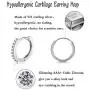 Small Sterling Silver Hoop Earrings for Women Men Girls, 4 Pairs Tiny Cubic Zirconia Huggie Earrings Set | Mini Hypoallergenic Cartilage CZ Tragus Helix Piercing Earrings 8mm 10mm 12mm
