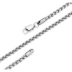 AmyRT Jewelry 3mm Titanium Stainless Steel Womens & Mens Silver Wheat Chain Necklace 16 to 30 Inches