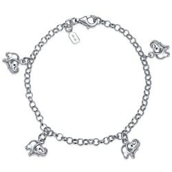 Minimalist Good Luck Multi Charm Dangling Elephant Bracelet For Women For Teen 925 Sterling Silver