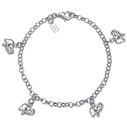 Minimalist Good Luck Multi Charm Dangling Elephant Bracelet For Women For Teen 925 Sterling Silver
