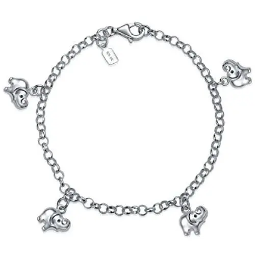 Minimalist Good Luck Multi Charm Dangling Elephant Bracelet For Women For Teen 925 Sterling Silver Minimalist Good Luck Multi Charm Dangling Elephant Bracelet For Women For Teen 925 Sterling Silver