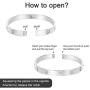 AoJun 18K Gold Plated CZ Stainless Steel with Crystal Bangle Cuff Love Bracelets for Women Girls Jewelry