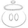 PPX 5 Pcs Rhinestone Bridesmaid Jewelry Sets for Women Necklace and Ring and Earring Set for Wedding with Crystal Bracelet