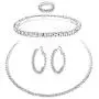 PPX 5 Pcs Rhinestone Bridesmaid Jewelry Sets for Women Necklace and Ring and Earring Set for Wedding with Crystal Bracelet