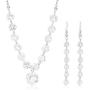 Crystalline Azuria Wedding Set White Zirconia Crystals Strand Necklace Dangle Earrings Bracelet 18 ct White Gold Plated