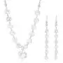 Crystalline Azuria Wedding Set White Zirconia Crystals Strand Necklace Dangle Earrings Bracelet 18 ct White Gold Plated