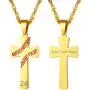 PROSTEEL Baseball Design Cross Pendant Necklace for Men Women, Black/Gold Plated Stainless Steel, Custom Name Number, 22''-24'' Adjustable, Come Gift Box