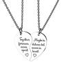 redrain BFF Necklace for 2-Split Valentine Heart Necklace Together Forever Never Apart Best Friends His Always Angel Her Warrior Pendant Friendship Necklace Set