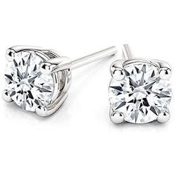 Lab Grown IGI Certified 1/2 Ct Diamond Earrings for Women 10K White Gold HI-SI1-SI2 Quality Made in USA Diamond Solitaire Earrings for Women