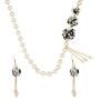 Efulgenz Black Floral Faux Pearl Beads Strand Necklace Earrings Fashion Costume Jewelry Set for Women Girls