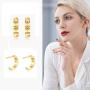 FANCIME Solid 14K Real Yellow Gold Diamond 0.06 CTTW Small Cut Unique Open Half Cuff Hoop Earrings Dainty Delicate Everyday Fine Jewelry For Women Girls Diameter 15mm