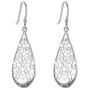 EVER FAITH Bridal Jewelry 925 Sterling Silver Art Deco Filigree Floral Hollow Drop Shaped Hook Earrings
