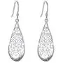 EVER FAITH Bridal Jewelry 925 Sterling Silver Art Deco Filigree Floral Hollow Drop Shaped Hook Earrings