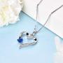 YL Heart Necklace 925 Sterling Silver Love Heart Pendant with 5MM5MM Heart Blue Sapphire/Ruby/Pink/Amethyst/Emerald/Zirconia Birthstone Women Jewelry