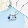 YL Heart Necklace 925 Sterling Silver Love Heart Pendant with 5MM5MM Heart Blue Sapphire/Ruby/Pink/Amethyst/Emerald/Zirconia Birthstone Women Jewelry